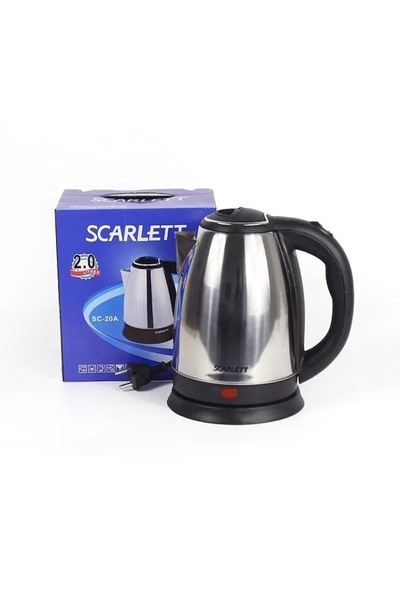 SCARLETT Fierbător electric model Scarlett, 1500W, capacitate 2L, oprire automată, oțel inoxidabil/negru