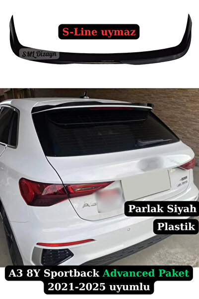 SML Dizayn Audi A3 8Y Spoiler Advanced Paket uyumlu 2021-2025 Plastik A3 Spoy...