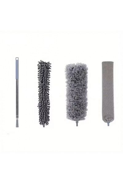 OEM Set of 3 dusting brushes with retractable, extendable rod and flexible head, made of microfiber