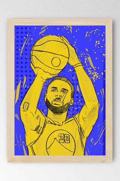 Saturn Pictură înrămată de Stephen Curry - Pictură poster NBA de baschet