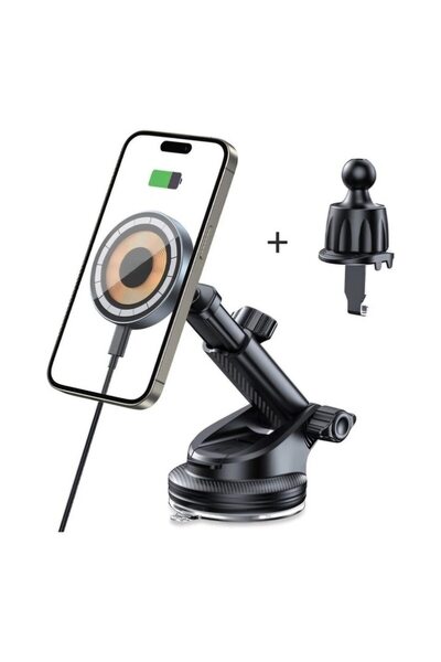 OEM Car Phone Mount, Dual Grip Modes, Ventilation Grille/Windshield, MagFit Compatible, 15W Wireless Cha