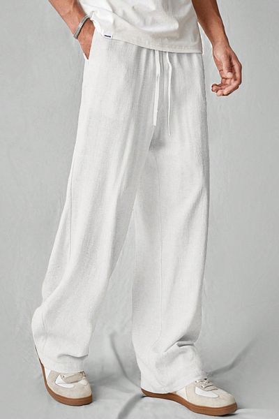 Tarz Cool Ελαφρύ και άνετο ανδρικό παντελόνι Muslin Baggy - Λευκό