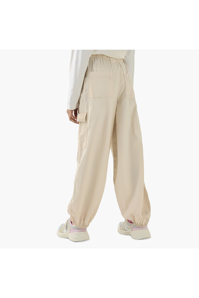 Juniors Solid Cargo Joggers with Cord Lock