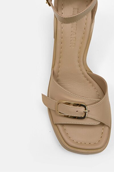 NILUFARR Γυναικεία πέδιλα με τακούνι Ania Nude από γνήσιο δέρμα