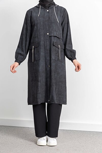 Letafet KAPÜŞONLU BASKILI ALLER DETAYLI ARABOY - SİYAH