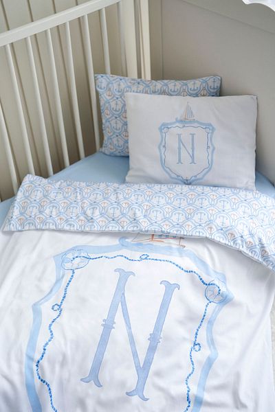 NOU Letter Series Letter N Baby Size Duvet Cover Set (100X150) - Noble Serie - Blue