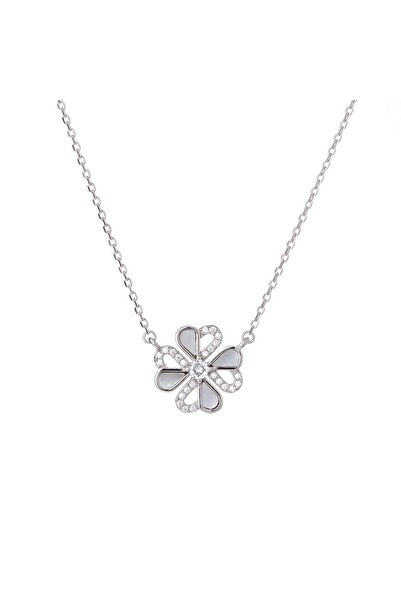 NAGISS Yonca Model Zirkon Taşlı 925 Ayar Gümüş Kadın Kolye