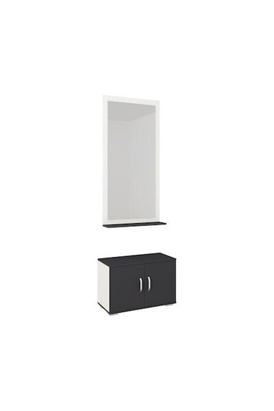 haaus Como Shoe Rack With Mirror, Anthracite/White, 66 X 35 X 45 Cm