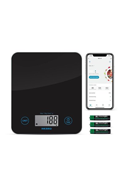 Inkbird ميزان مطبخ بلوتوث IBFS-01، سعة 10 كجم، ميزان طعام رقمي مع نظام تغذية ذكي