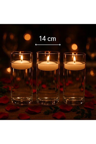 DEZİ 3 Lü Cam Vazo Silindir Mumluk