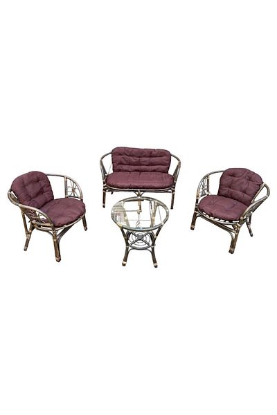 Home Decor Set mobilier de gradina Bali cu perne marou, 4 piese