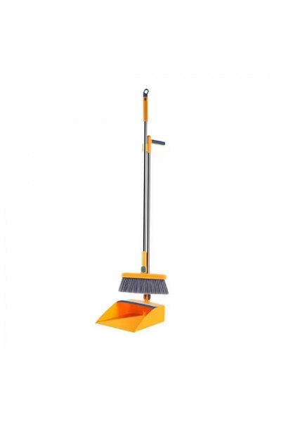 OEM Cleaning set with broom and dustpan with comb, orange