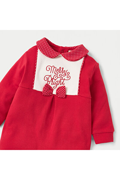 Juniors Embroidered Closed Feet Sleepsuit with Long Sleeves