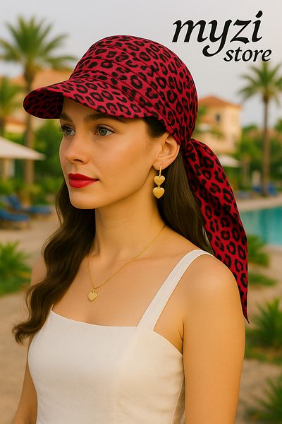 MYZİ STORE Women's Summer 100% Cotton Patterned Safari Tie-Up Visor Bandana Visor Sun Protection and Stylish Design