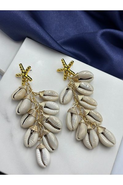 Duéra Seashell and Starfish Design Summer Concept Gold Detailed Brand Model Earrings