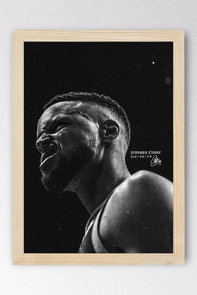 Saturn Stephen Curry Framed Painting - Basketball Nba Poster Painting