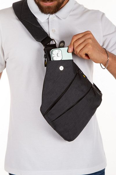 Newish Polo Saddlebag Linen Fabric Cross Chest and Shoulder Bag New121 - Black