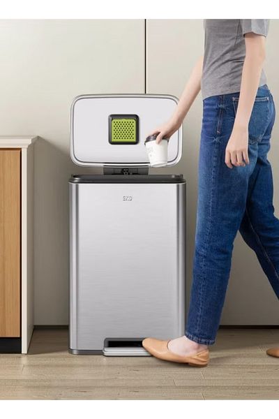 EKO Madison 50L Step Trash Can – Matte Stainless Steel, Soft-Close, Inner Liner, Fingerprint-Resistant