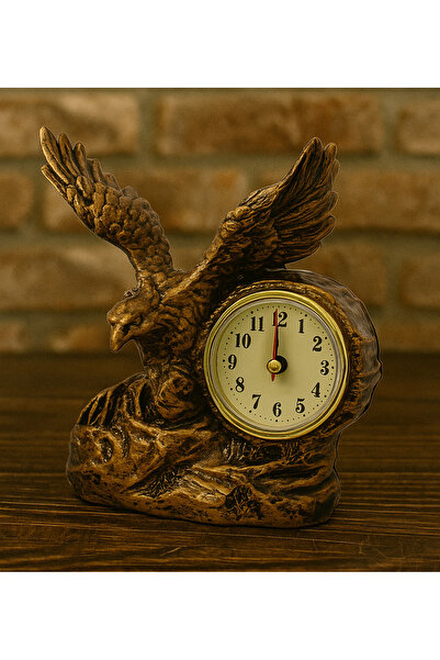 vegahediye v vega Kartal Figürlü Masaüstü Saat Biblosu - Masa Saati | Bronz R...