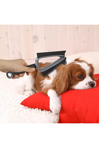 OEM Dustpan and brush set with squeegee and soft silicone bristles, gray