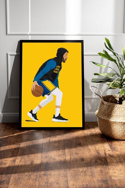 Saturn Stephen Curry Framed Painting - Basketball Nba Poster Painting