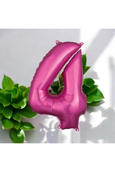 Pembe 4 Rakamı Folyo Balon