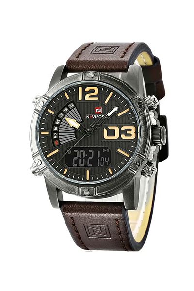 Naviforce Men's Analog-Digital Watch Dual Display, Water Resistant, Multifunction Quartz Sports Watch