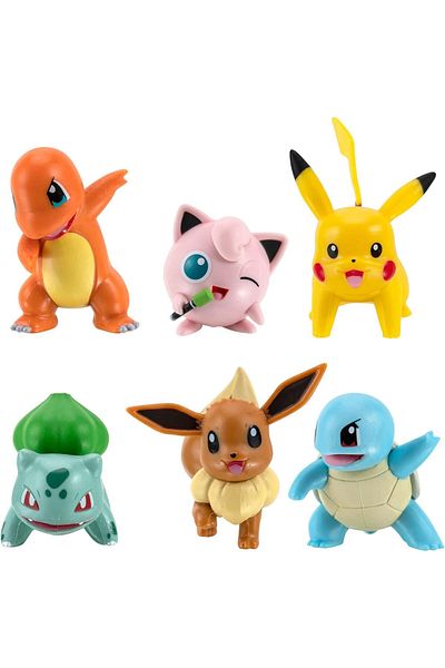 Feyza Oyuncak Pokemon Battle - Pikachu Squirtle Charmander Bulbasaur Eevee Jigglypuff Set of 6 Figures
