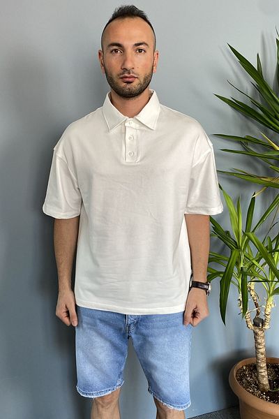 Alışveriş Sokağı Polo Neck Ecru T-Shirt