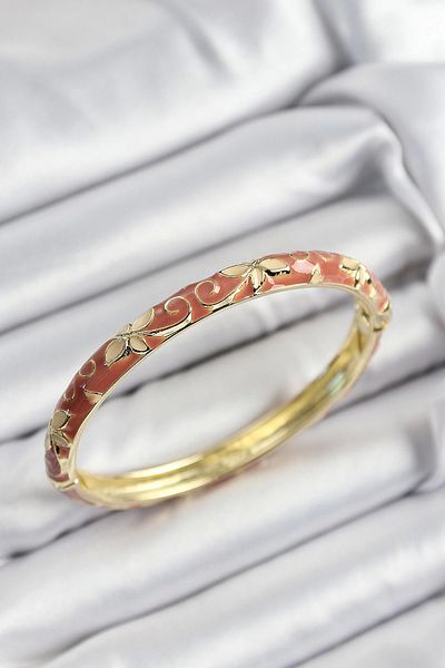 NETWORK ART Bfs Mineli Brass Cream Flower Motif Gold Color Women's Handcuffs