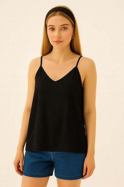Fashion Friends Strappy Blouse Black