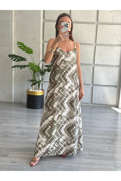 BETULAKSUBUTİK Patterned Dress with Wooden Bead Accessories
