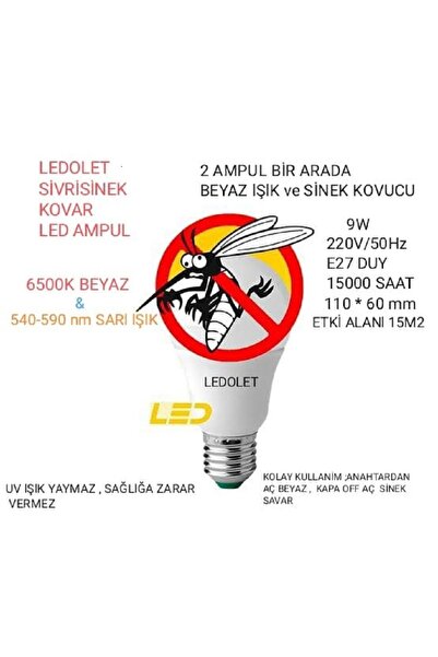 LEDOLET Sivri Sinek Kovar 9w Led Ampul