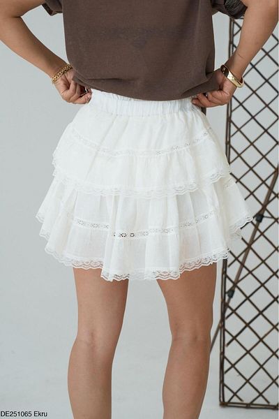 Lupies Women's Ecru Lace Skirt with Shorts