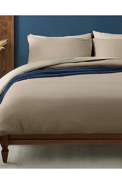 English Home Κάλυμμα στρώματος διπλό βαμβακερό απλό 200x220 cm Χακί-Μπεζ