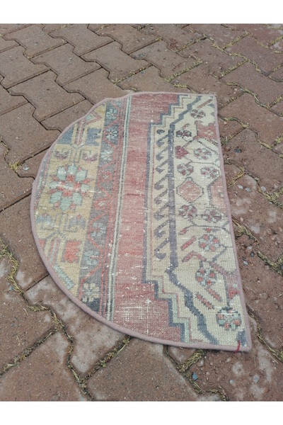 ŞAHMERDANOĞLU 47X73 cm Handmade Wonderful Semicircle Vintec Style Carpet, Lavabo Front Decor, Balcony-Bathroom Carpet F60