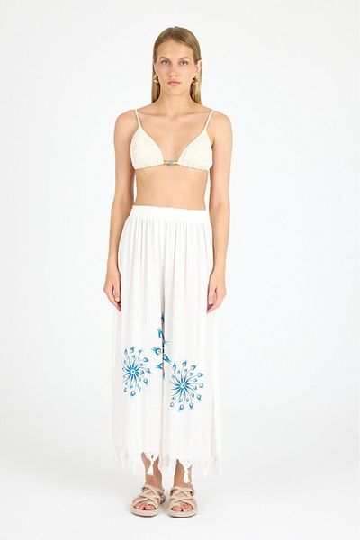 Mulberry Women's White Bamboo Trouser Skirt |   Beach & Pool & Daily Use