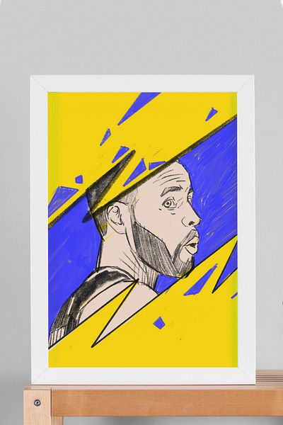 Saturn Pictură înrămată de Stephen Curry - Pictură poster NBA de baschet