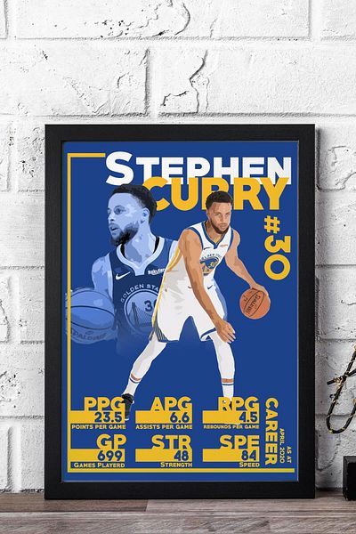 Saturn Stephen Curry Framed Painting - Basketball Nba Poster Painting