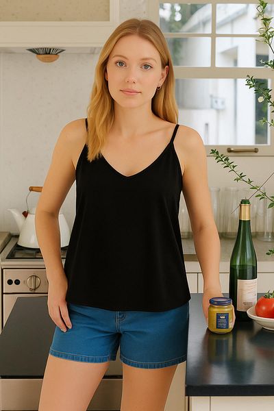 Fashion Friends Strappy Blouse Black