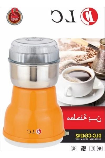 DLC Coffee Grinder – 200 W Compact Electric Mill with Stainless-Steel Blades (Orange/White)