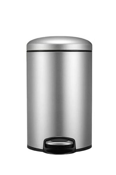 EKO MAGGEY 12L Step Trash Bin – Metallic Grey, Soft-Close Lid, Brushed Stainless Steel Finish