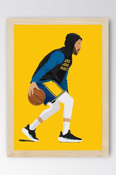 Saturn Stephen Curry Framed Painting - Basketball Nba Poster Painting