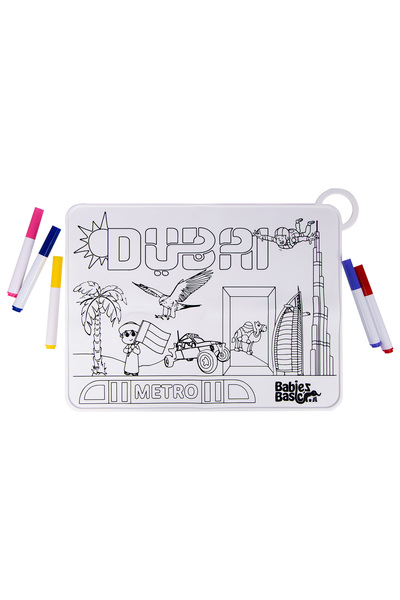 Babies Basic سجادة تلوين سيليكون قابلة لإعادة الاستخدام مع أقلام وحقيبة سفر -...