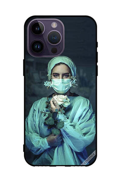 Covernex غطاء حماية لهاتف Apple iPhone 14 Pro Max ممرضة تحمل زهرة