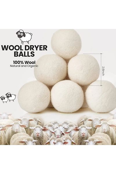 OEM Set 6 Wool Balls For Dryer With Storage Pouch