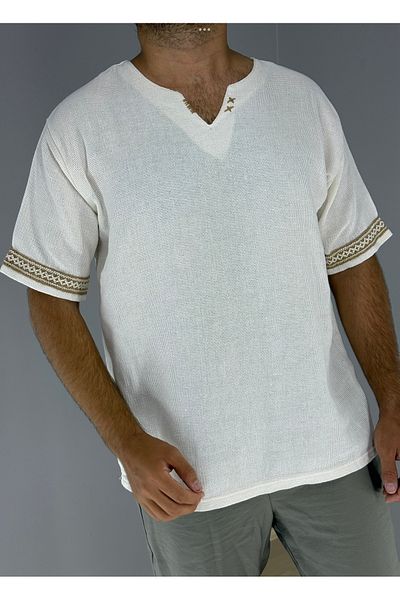 MARESHAL Honeycomb Fabric Collar with Handmade Handle Stripe (White)
