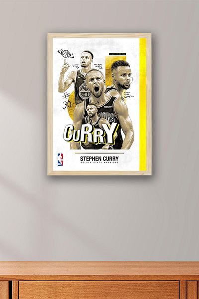 Saturn Stephen Curry Framed Painting - Basketball Nba Poster Painting