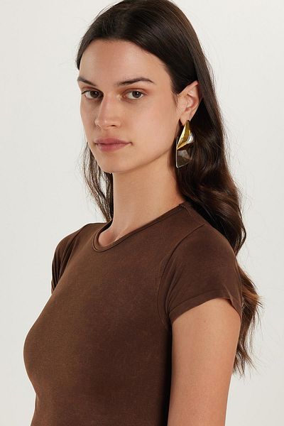 Tudors Tricou maro pentru femei, slim fit, slim, solid, de bază, cu gâtul rotund