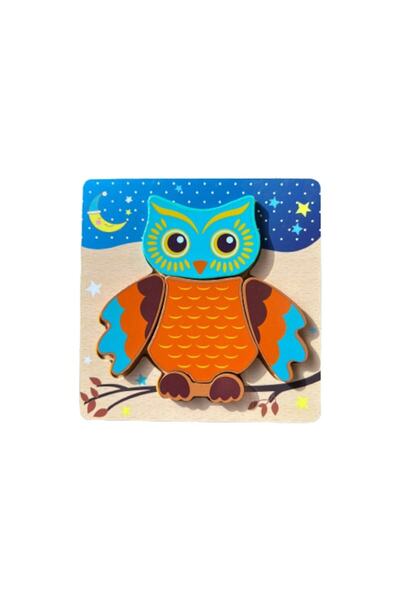 DEZİ Joc educativ, puzzle din lemn cu animale fericite, 3 animale